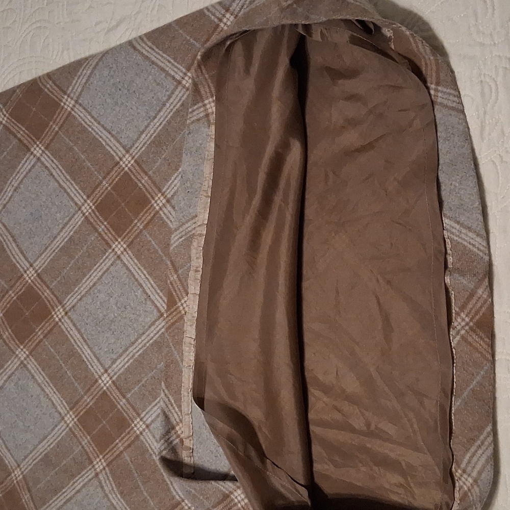 Wool Plaid A-Line Long Skirt in Brown and Gray - Picture 6 of 9